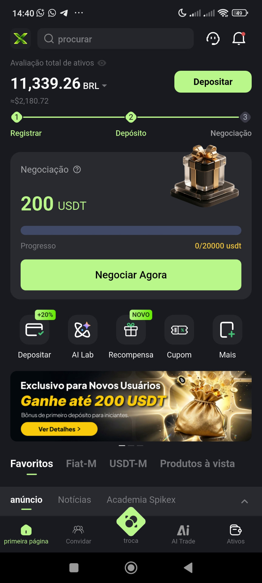 Plataforma SPIKEX em um smartphone